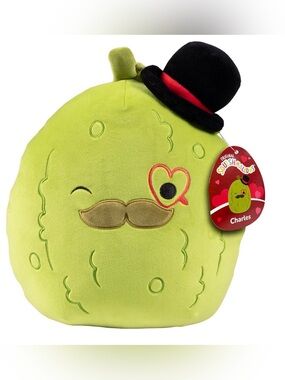 Squishmallows CHARLES Plush Pickle with Black Top Hat 12 Inch Valentines NWT